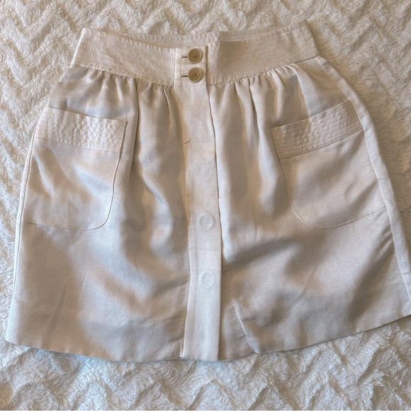J. Crew Linen Blend Button Front Beige High Waist Skirt Size 4 - Picture 1 of 11